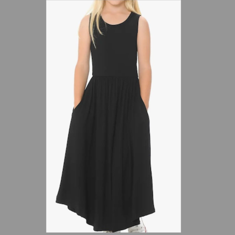Kids Long Sleeveless Dress Pockets NEW!!